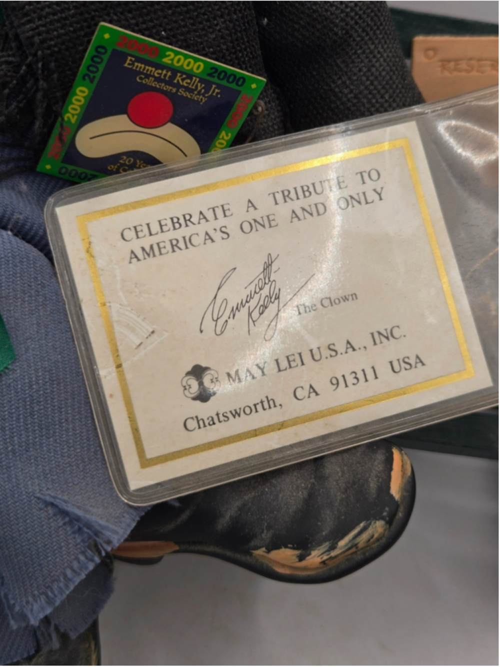 Vintage Emmett Kelly Jr Weary Willie Hobo Clown Musical Doll Park Bench May Lei - Picture 4 of 13